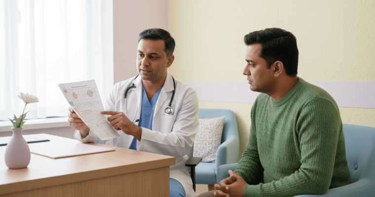 Male patient consulting a doctor for male infertility treatment in Chennai