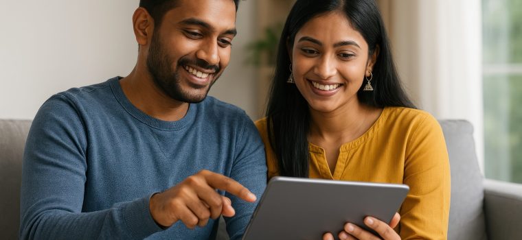 Couple enjoying digital tablet