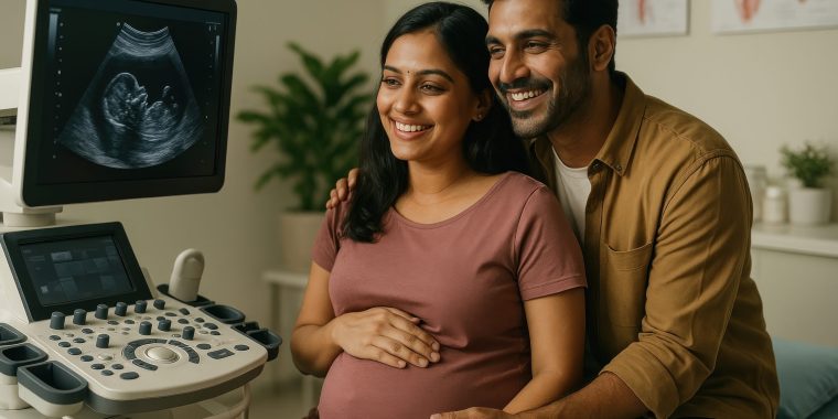 Expectant parents ultrasound joy
